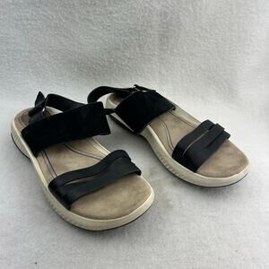 Bionica Womens Sandal Black Adjustable Low Wedge Strappy Comfort Size 9M